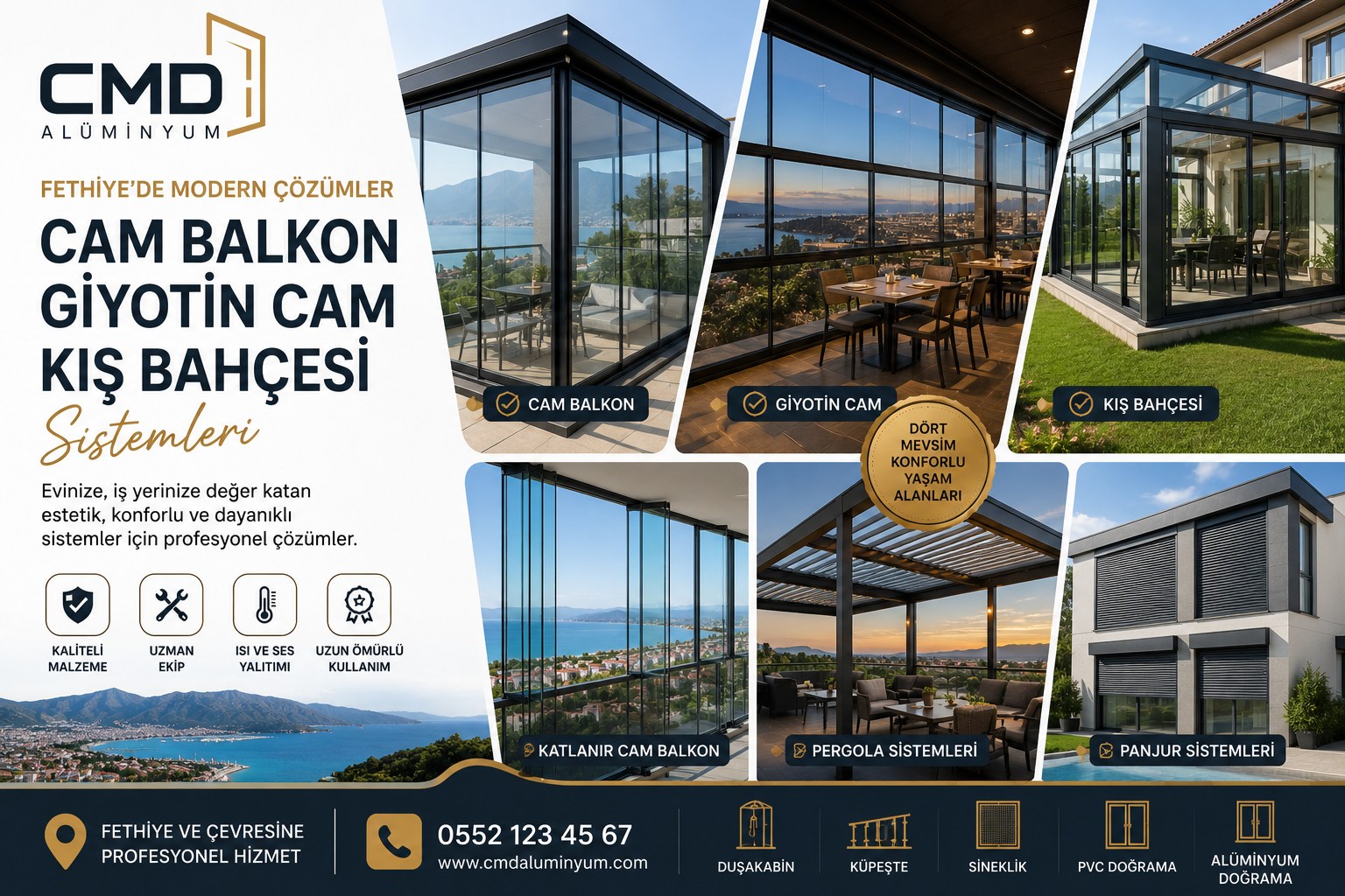 Fethiye Cam Balkon, Giyotin Cam ve Kış Bahçesi Sistemleri ile Modern Yaşam Alanları